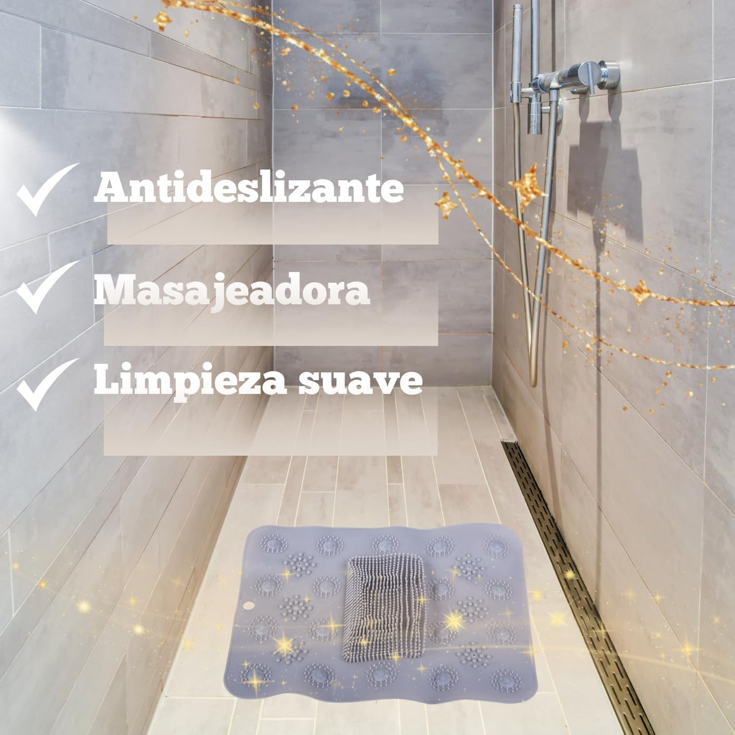 Alfombrilla Antideslizante y Exfoliante Spa para Plato de Ducha y Bañera